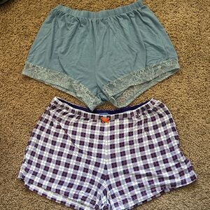 Blue Lace Trim Sleep Shorts